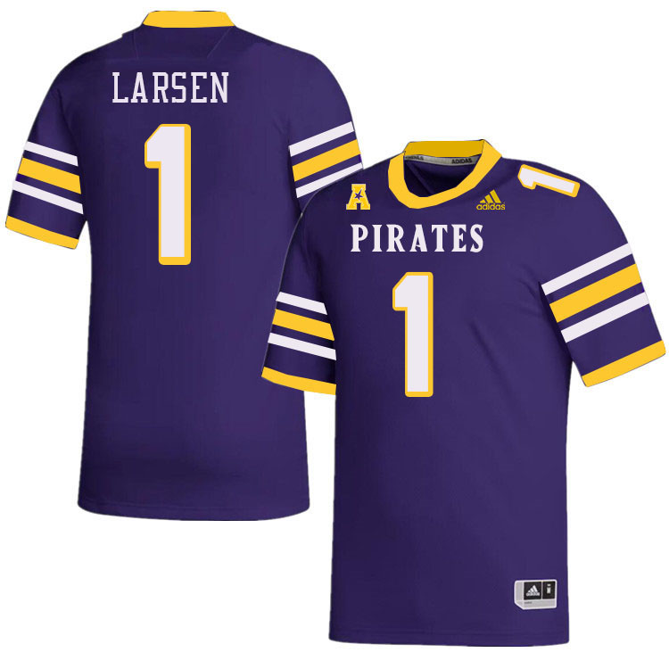 Men #1 Luke Larsen ECU Pirates College Football Jerseys Stitched-Throwback